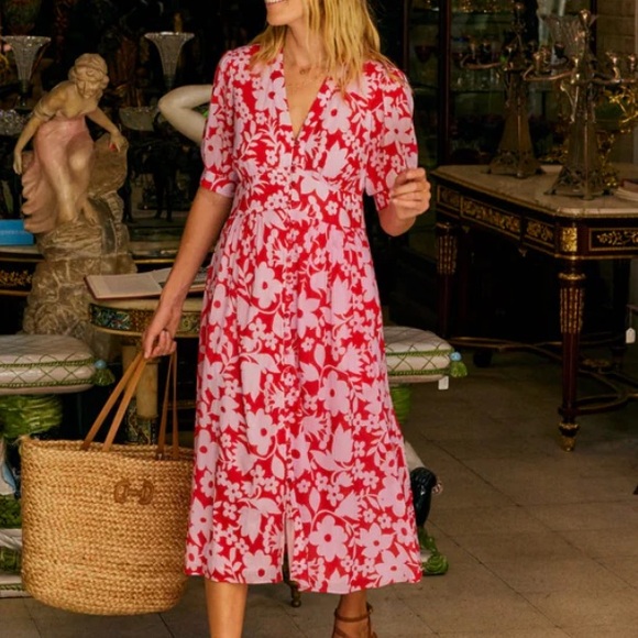 open lace back dress Marla Linen Blend Short Dress-Red Elegant Blossom